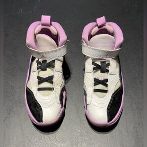 Girls Size 2 1/2 Jordan XIV Black Purple and White Basketball Shoes